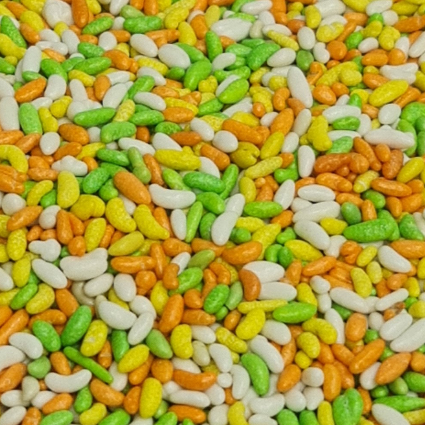 Colourful sugar-coated fennel seeds